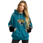 customized-jacksonville-jaguars-striped-sleeves-teal-hoodie-best-selling