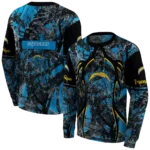 customized-los-angeles-chargers-hunting-theme-blue-black-hoodie-best-selling