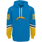 customized-los-angeles-chargers-striped-sleeves-blue-hoodie-best-selling
