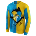 los-angeles-chargers-heartbeat-graphic-blue-hoodie-best-selling