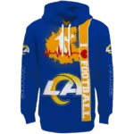 los-angeles-rams-football-heartbeat-blue-hoodie-best-selling