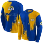 los-angeles-rams-splatter-effect-blue-hoodie-best-selling