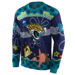 personalized-jacksonville-jaguars-spongebob-patrick-star-teal-navy-hoodie-best-selling