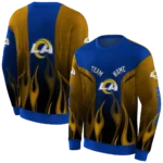 personalized-los-angeles-rams-flame-design-blue-hoodie-best-selling