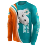 personalized-miami-dolphins-peeking-snoopy-aqua-hoodie-best-selling