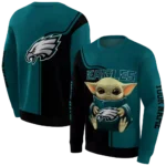 personalized-philadelphia-eagles-baby-yoda-green-black-hoodie-best-selling