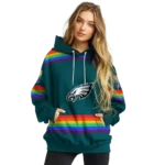 personalized-philadelphia-eagles-rainbow-stripes-green-hoodie-best-selling