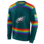 personalized-philadelphia-eagles-rainbow-stripes-green-hoodie-best-selling