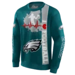 philadelphia-eagles-football-heartbeat-green-hoodie-best-selling