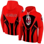 Ac Milan Concentric Lines Red Hoodie Best Selling