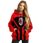 Ac Milan Concentric Lines Red Hoodie Best Selling