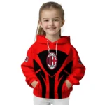 Ac Milan Concentric Lines Red Hoodie Best Selling
