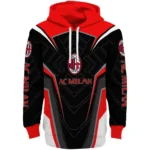 Ac Milan Futuristic Pattern Red Black Hoodie Best Selling