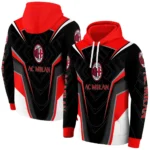 Ac Milan Futuristic Pattern Red Black Hoodie Best Selling