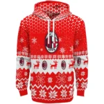 Ac Milan Reindeer Motif Red Hoodie Best Selling