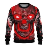 Ac Milan Skull Intensity Red Black Sweater Best Selling