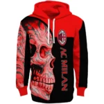 Ac Milan Skull Motif Red Black Hoodie Best Selling