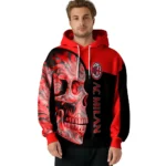 Ac Milan Skull Motif Red Black Hoodie Best Selling