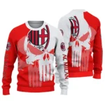 Ac Milan Skull Split Red White Sweater Best Selling