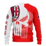 Ac Milan Skull Split Red White Sweater Best Selling