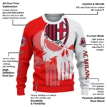 Ac Milan Skull Split Red White Sweater Best Selling