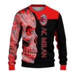 Ac Milan Skull Swirl Red Black Sweater Best Selling