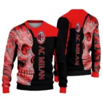 Ac Milan Skull Swirl Red Black Sweater Best Selling