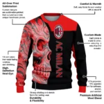 Ac Milan Skull Swirl Red Black Sweater Best Selling