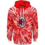 Ac Milan Tie Dye Pattern Red Hoodie Best Selling