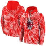 Ac Milan Tie Dye Pattern Red Hoodie Best Selling