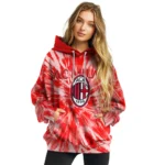 Ac Milan Tie Dye Pattern Red Hoodie Best Selling