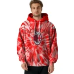Ac Milan Tie Dye Pattern Red Hoodie Best Selling