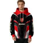 Arsenal Futuristic Pattern Red Black Hoodie Best Selling