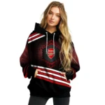 Arsenal Hexagonal Pattern Red Black Hoodie Best Selling