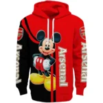 Arsenal Mickey Mouse Red Black Hoodie Best Selling