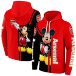 Arsenal Mickey Mouse Red Black Hoodie Best Selling
