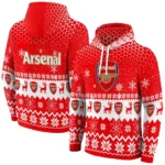 Arsenal Reindeer Motif Red Hoodie Best Selling