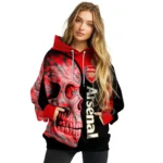 Arsenal Skull Motif Red Black Hoodie Best Selling