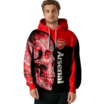 Arsenal Skull Motif Red Black Hoodie Best Selling