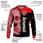 Arsenal Skull Swirl Red Black Sweater Best Selling
