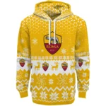 As Roma Reindeer Motif Red Hoodie Best Selling