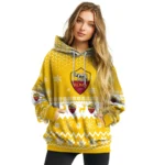 As Roma Reindeer Motif Red Hoodie Best Selling