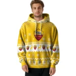 As Roma Reindeer Motif Red Hoodie Best Selling