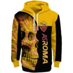 As Roma Skull Motif Red Black Hoodie Best Selling