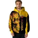 As Roma Skull Motif Red Black Hoodie Best Selling