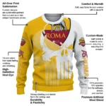 As Roma Skull Split Red White Sweater Best Selling