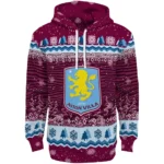 Aston Villa Christmas Trees Claret Hoodie Best Selling
