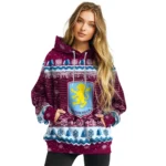 Aston Villa Christmas Trees Claret Hoodie Best Selling