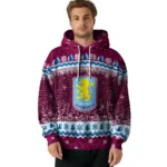 Aston Villa Christmas Trees Claret Hoodie Best Selling