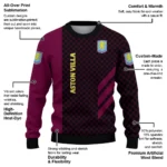 Aston Villa Circles Mesh Claret Black Sweater Best Selling